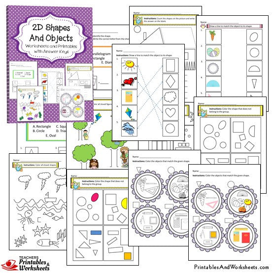 Bundle de trabajos 2D y 3D| 2D & 3D shape worksheets in English and Spanish