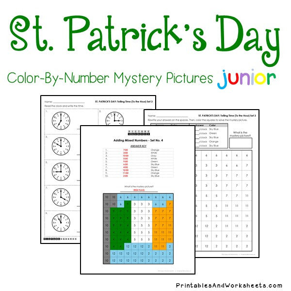 St. Patrick's Day Coloring Pages, Set of 3 Printable Coloring